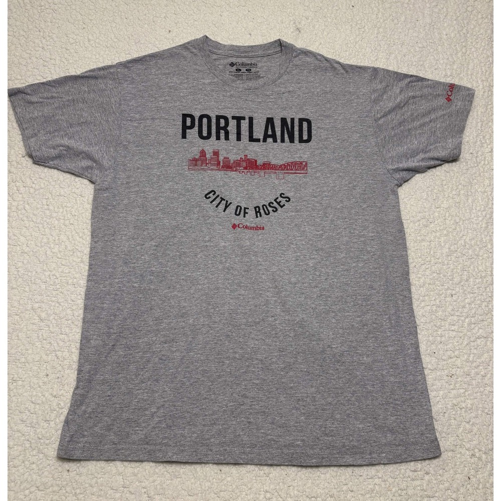 Columbia Mens Portland T-shirt Graphic Tee Size XL Gray Solid City Of Roses